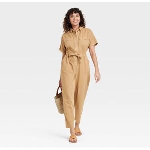 Universal Thread Jumpsuit Utility Style‎ Short Sleeve Tan Size 4